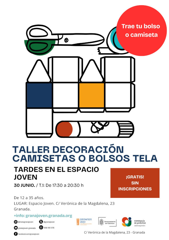 ©Ayto.Granada: Enredate: Tardes en el Espacio Joven. Decoracin BOLSOS de TELA